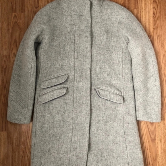 J. Crew Stadium Cloth Wool Cocoon Coat Grey - Picture 3 of 6